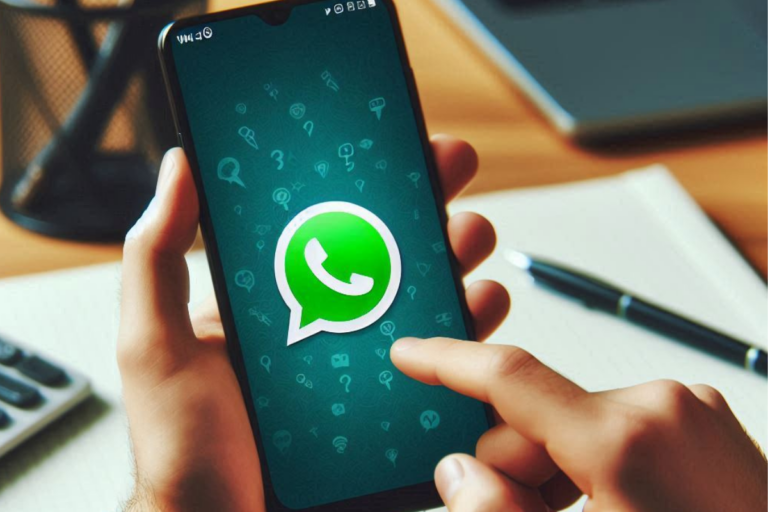 Novos recursos do WhatsApp, celular exibindo a logo do WhatsApp na tela